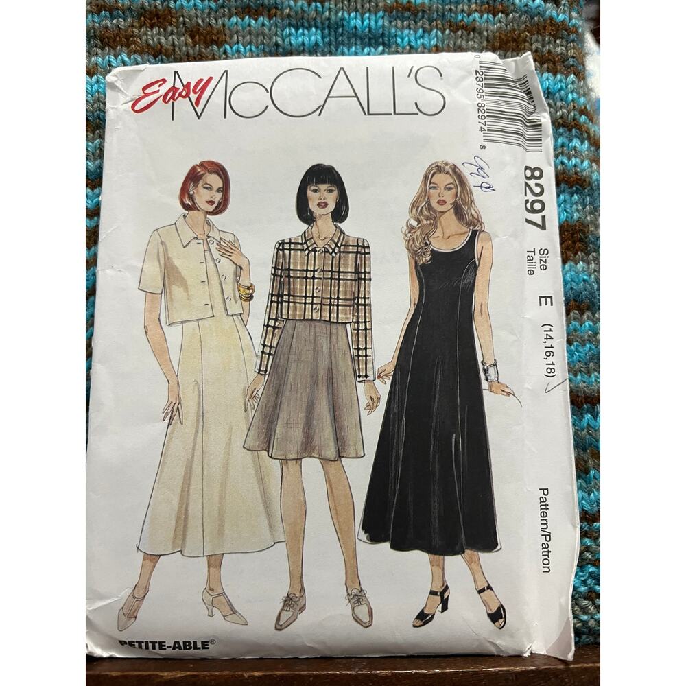 McCalls 8297 Sewing pattern dress fit and flare cropped blazer size 14 16 18